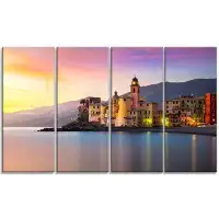 Made in Canada - Design Art 'Old Mediterranean Town at Sunrise' 4 Piece Wall Art on Wrapped Canvas Set