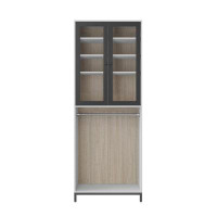 Scott Living Legault 30" Wardrobe Closet with 4 Shelves with 2 Door Cabinet and Clothes Rod Closet System