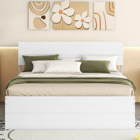 Red Barrel Studio Modern Full Bed Frame With Twin Size Trundle And 2 Drawers For White High Gloss And Washed White Colou