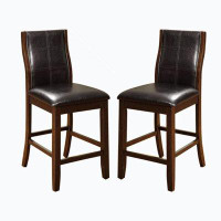 Wenty Transitional Dining Room Counter Height Chairs Set Of 2Pc High Chairs Only Cherry Unique Curved Back Espresso Leat