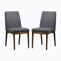 Wenty Set Of 2 Padded Fabric Dining Chairs In Natural Tone And Grey