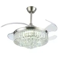 House of Hampton 42'' Derice 4-Blade LED Crystal Chandelier Ceiling Fan with Remote Control and Light Kit Included