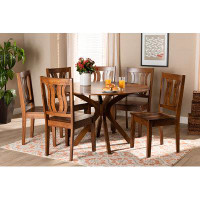 Hokku Designs Lefancy Mare Modern and Contemporary Transitional Wood 7-Piece Dining Set