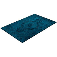 Isabelline Fine Vibrance One-of-a-Kind 6' 1" x 9' 3" Area Rug in Blue
