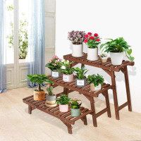 Arlmont & Co. Amaty Triangular Corner Solid Wood Plant Stand