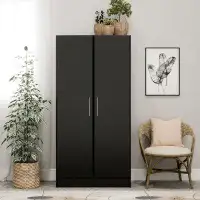 Bungalow Rose Drifted Gray Wardrobe,Functional Clothes Storage,Armoire Wardrobe