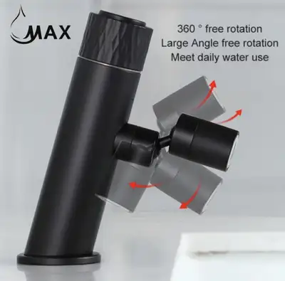 Smart Bathroom Faucet Matte Black Punch Knob Rotate Swivel Spout Stream Spray