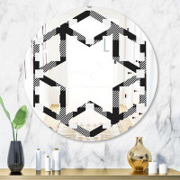 East Urban Home Hexagon Star Geometric Monochrome Pattern II Modern Frameless Wall Mirror