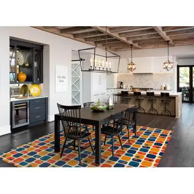 Corrigan Studio ROUNDED RECTANGLES ORANGE Kitchen Mat By Becky Bailey