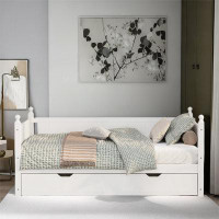Latitude Run® Wooden Daybed With Trundle And Stylish Headboard