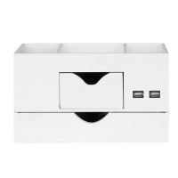 Latitude Run® American Art Decor All-In-One USB Charging  5 Compartments Desk Organizer - Black