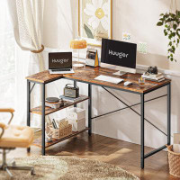 17 Stories L Shaped Desk. 47 Inches Computer Desk With Reversible Storage Shelves. Writing Desk Study Desk With Metal Fr