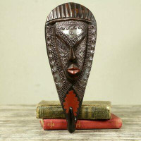 World Menagerie Charmes Face of Strength Handmade 2-in-1 African Wood Wall Mask and Coat Hook