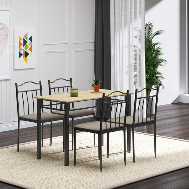 Dining table and chair set(1 table, 4 chairs) 47.25"  x 23.5"  x 30" Natural wood color in Kitchen & Dining Wares