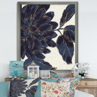 Made in Canada - East Urban Home 'Indigo Gold Metallic Flower' Picture Frame Print on Canvas