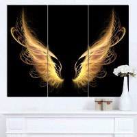 Design Art 'Golden Angel Wings on Black' 3 Piece Graphic Art on Wrapped Canvas Set