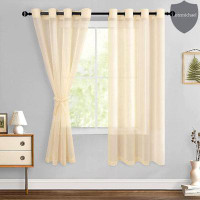 Eider & Ivory™ Sheer Curtains For Living Room With Tieback, Airy Breathable Voile Textured Drapes Light Filtering Gromme