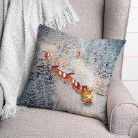 The Twillery Co. Congdon Train in the Snow Square Pillow Cover & Insert