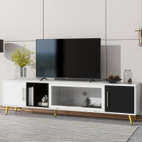 Mercer41 Modern TV Stand Two-Tone Media Console For Tvs Up To 80" TV Cabinet For Living Room