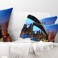 East Urban Home Manhattan City with Bridge Under Blue Sky Cityscape Lumbar Pillow