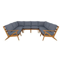 Fairfield Chair Hatteras Grey 118" Wide Outdoor Teak U-Shaped Patio Sectional with Cushions