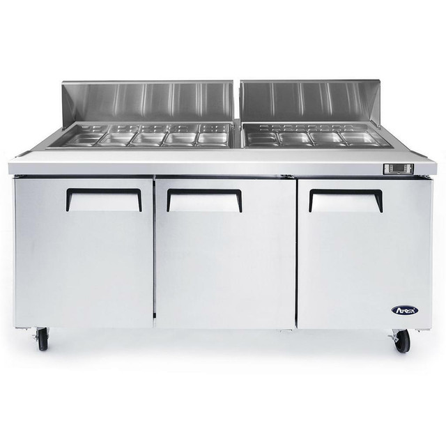 Atosa MSF8304GR 72 Inch Refrigerated Sandwich / Salad Prep Table – 3 Doors Stainless steel exterior &amp; interior in Other Business & Industrial in Ontario - Image 4