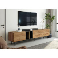 Latitude Run® Modern TV Stand For 80" TV With 3 Doors And Large Storage Cabinet