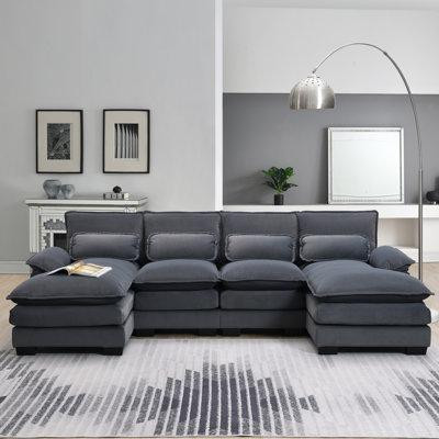 Latitude Run® Binky 4 - Piece Upholstered Corner Sectional in Couches & Futons