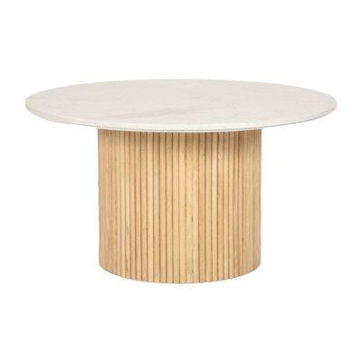 Joss & Main Table basse en bois / marbre H 18 po en bois naturel / blanc avec panneau de fibres à densité moyenne / marb in Coffee Tables in Québec