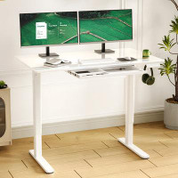 Inbox Zero Markelle Glass Standing Desk with Drawers