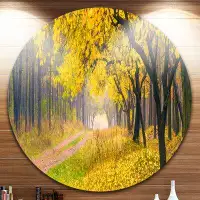 Made in Canada - Design Art 'Bright Yellow Autumn Forest' Photographic Print on Metal