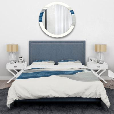 East Urban Home Designart 'Gouache Sapphire on Grey II' Geometric Duvet Cover Set in Bedding
