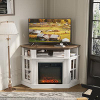 Red Barrel Studio TV Stand for TVs up to 55" with Electric Fireplace Included