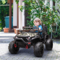 12V BATTERY-POWERED KIDS JEEP RIDE ON POLICE CAR 2-SEATER WITH PARENTAL REMOTE CAMOUFLAGE
