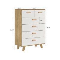 George Oliver Modern Farmhouse Style Wooden Storage Chest with 6 Drawers, For Indoor Use