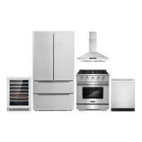 Cosmo 5 Piece Kitchen Package with French Door Refrigerator & 30" Freestanding Gas Range