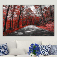 Made in Canada - Winston Porter Red Forest Road II - Wrapped Canvas Photograph Print