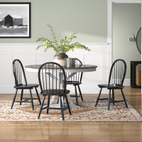 Laurel Foundry Modern Farmhouse Sepulveda Set Of 4 Vintage Windsor Dining Side Chair Wood Spindleback Kitchen Room Black
