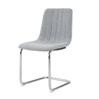buthreing Modern Simple Light Luxury Dining Light Grey Chair Home Bedroom Stool Back Student Desk Chair Metal Leg (Silve
