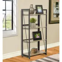 OS Home & Office Furniture OS Home And Office Furniture Model 42244 No Tool Four Shelf Bookcase With Metal Legs And Sewn