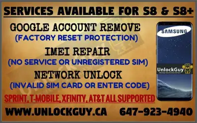 SAMSUNG GALAXY S8 S8+ *NO SERVICE* *UNREGISTERED SIM* *NETWORK FIX* | GOOGLE ACCOUNT REMOVE | SPRINT & T-MOBILE UNLOCK