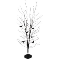 Northlight Seasonal 50" LED Lighted Black Halloween Branch Tree With Bats  Warm White Lights
