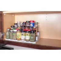 Prep & Savour Non Slip 3 Tier Spice Rack Step Shelf Organizer - White - For Kitchen, Refrigerator, Pantry, Cabinet, Cupb