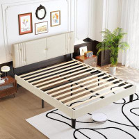 Ebern Designs Bed Frame,Upholstered Platform Bed Frame with Adjustable Headboard