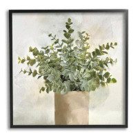 Stupell Industries Potted Herbal Plant Vase Dense Green Leaves by Kim Allen - Floater Frame Painting on Canvas