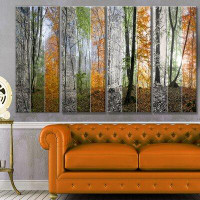 Made in Canada - Design Art 'Wood Panorama Changing Seasons' Multi-Piece Image on Canvas