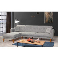 East Urban Home 109.06" Wide Linen Sleeper Sofa & Chaise