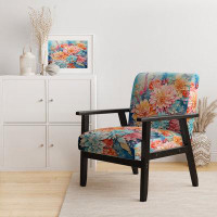 Design Art Coral Blue Abstract Still Lifes - Upholstered Modern Arm Chair
