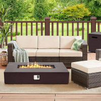 Latitude Run® Charrise 23.62'' H x 50.79'' W Cast Iron Propane Outdoor Fire Pit with Lid