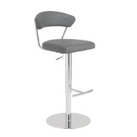 Lux Comfort 42.13x 19.3 x 19.69_42" Grey And Silver Steel Swivel Low Back Bar Height Chair With Footrest